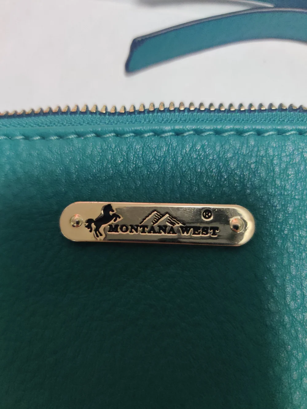 Montana West Teal Zip Leather Wristlet